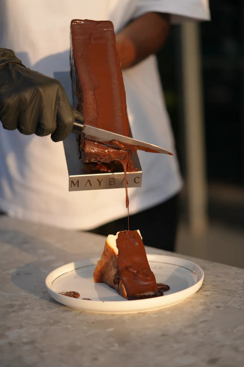 Burnt basque cheesecake with chocolate raclette